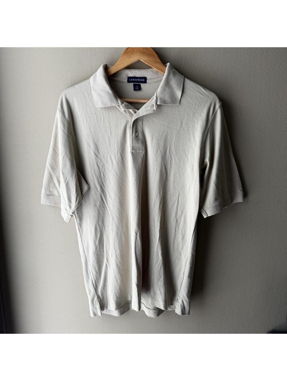 Lands’ End Cream Cotton Polo Shirt Men’s Medium 38–40